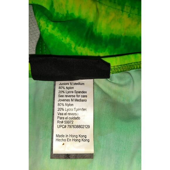 VTG Y2K No Boundaries String Bikini Womens Jrs M Neon Tie Dyed Green Yellow NWT - Picture 9 of 12